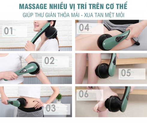 Máy massage cầm tay pin sạc cao cấp Puli PL-661DC4 - 8 đầu