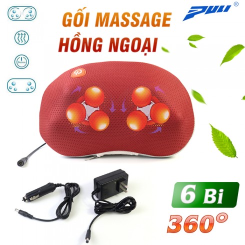 Gối massage hồng ngoại cao cấp 6 bi Puli PL-817B
