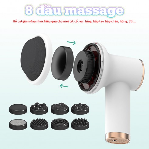 Máy massage cầm tay Puli PL-681DC - 8 đầu, pin sạc