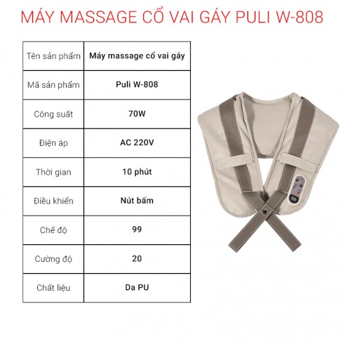 Đai quàng massage đấm bóp cổ vai gáy Neck Massager Puli W-808