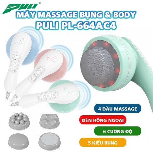 Máy massage cầm tay Puli PL-664AC4 - 5 kiểu rung, 4 đầu