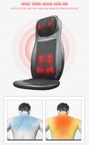 Ghế đệm massage hồng ngoại toàn thân Puli PL-802B dùng được tại nhà và ô tô